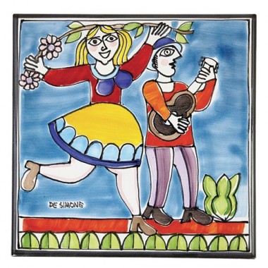 Ceramic Wall Tile Serenade Folk PI297FCFK-27G De Simone Pottery Ceramic Wall Tile Serenade Folk PI297FCFK-27G De Simone Pottery
